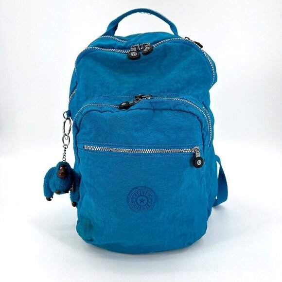 Kipling Blue Nylon Seoul Large College School Travel Commuter Laptop Backpack - Picture 1 of 11